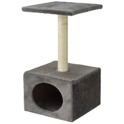 Sisal cu casuta pentru ascutit ghearele Enjoy Grey 30x30x55cm